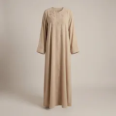Beige embroidered abaya